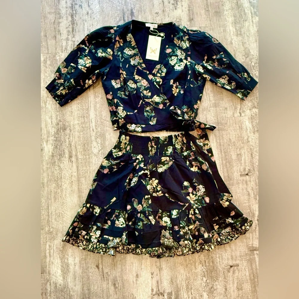 Secret Mission Bleeker Crop Bkouse & Mini Skirt 2 Piece Set, Organic Cotton NWT - Picture 7 of 9